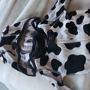 Hanna Andersson Black and White Cow Print Kids One Piece